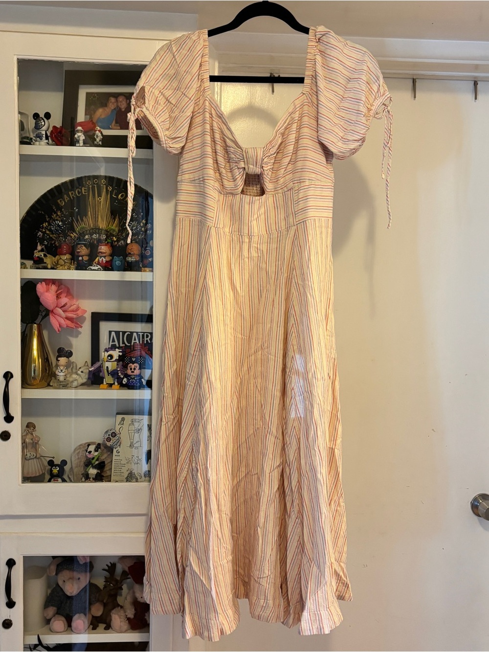 Free people Pastel Striped Puff Sleeve Dress - Pink & Cream